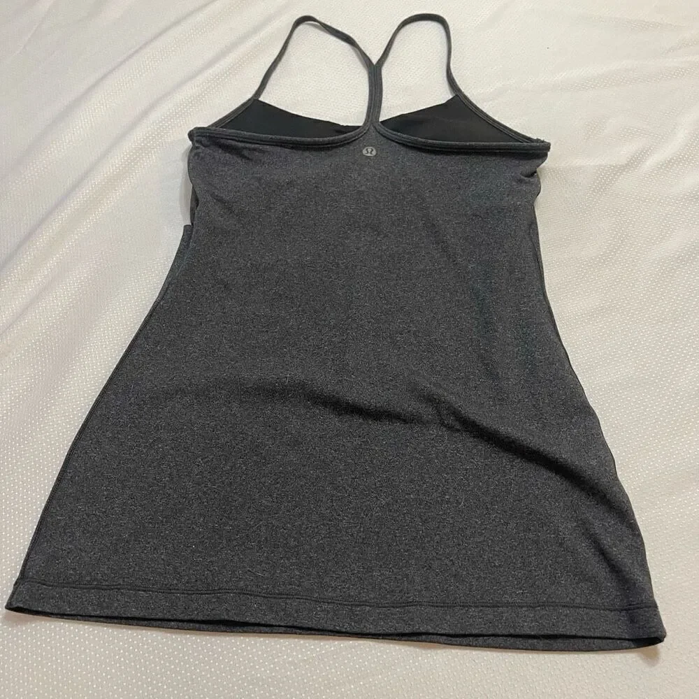 Lululemon Power Y Grey Yoga Gym Training Tank Top Size 6